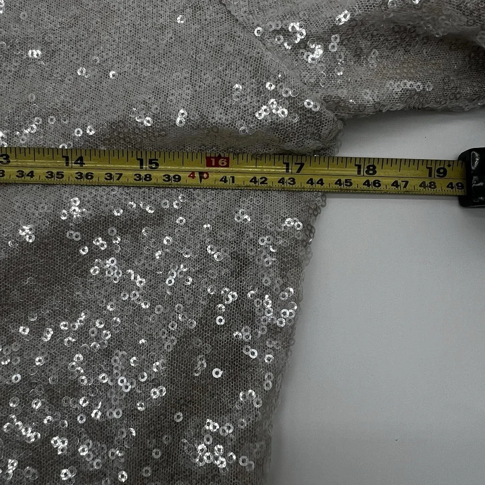 J.Crew Collection Silver Sequin Ruffle Sleeve Shift Dress Size 0‎ Party Cocktail
